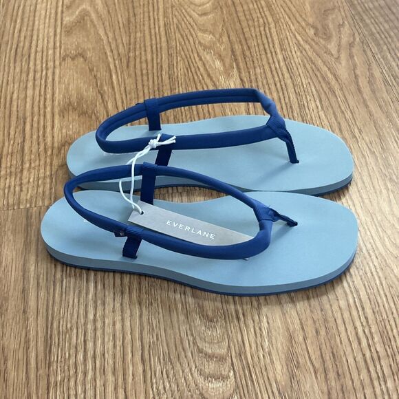 Everlane Sandals Womens 6 ReNew Lycra Swim Slingback Strappy Flipflop Aegean New - Picture 3 of 7